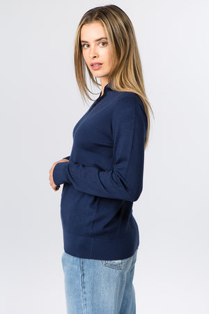 Satin Collar VNeck Sweater