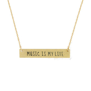 "Music is My Life" Message Necklace