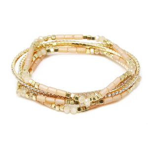 Multi Bead & Diamond Bracelet Set