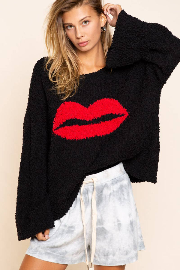 Lips Cozy Wide Sleeve Sweater