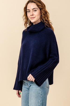 Turtle Neck Wide Sleeve Knit Top