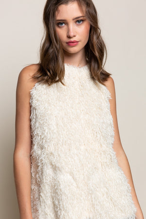 Ostrich Feather Sleeveless Swing Top