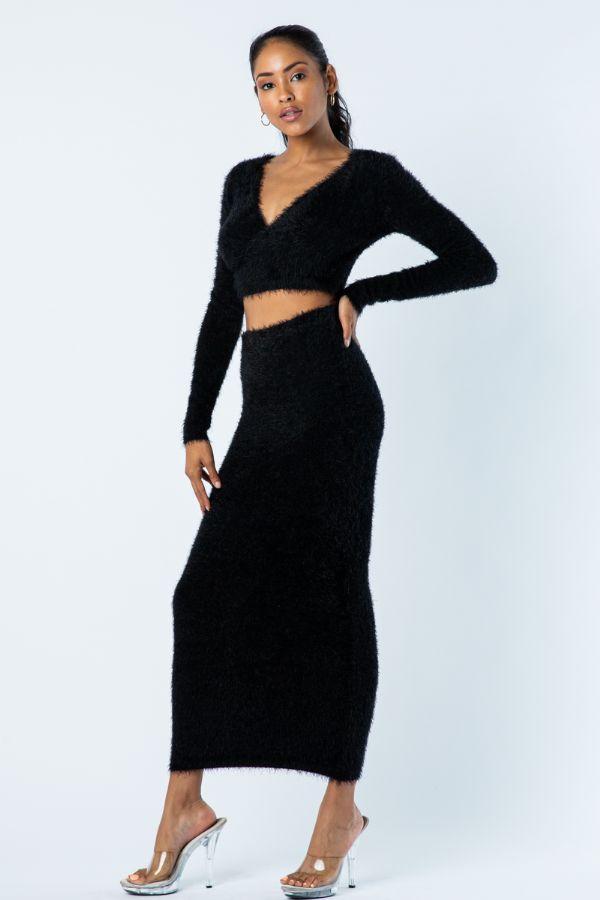 Feather Sweater Maxi Set