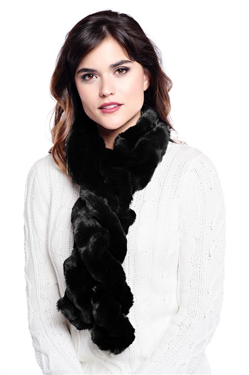 Oynx Mink Couture Ruffle Scarf