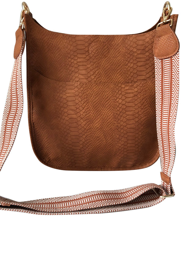 Classic Faux Snake Messenger Bag with Aztec Strap