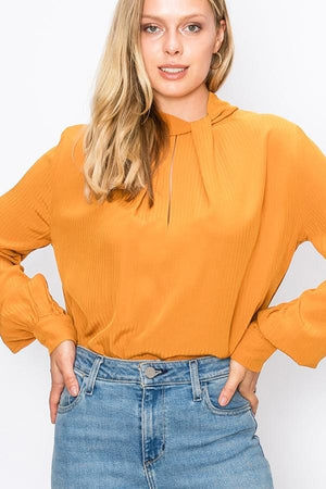 Highneck Pleated Front Blouse