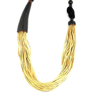 Silk Rope & Horn Necklace