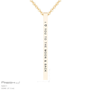 "Love You to the Moon" Vertical Bar Necklace