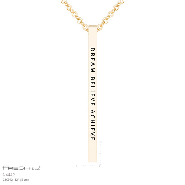 "Dream Believe Achieve" Vertical Bar Necklace