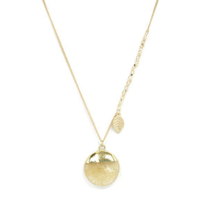 Stone & Leaf Pendant Necklace