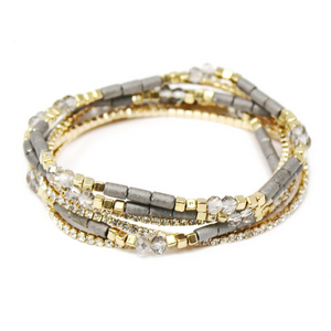 Multi Bead & Diamond Bracelet Set