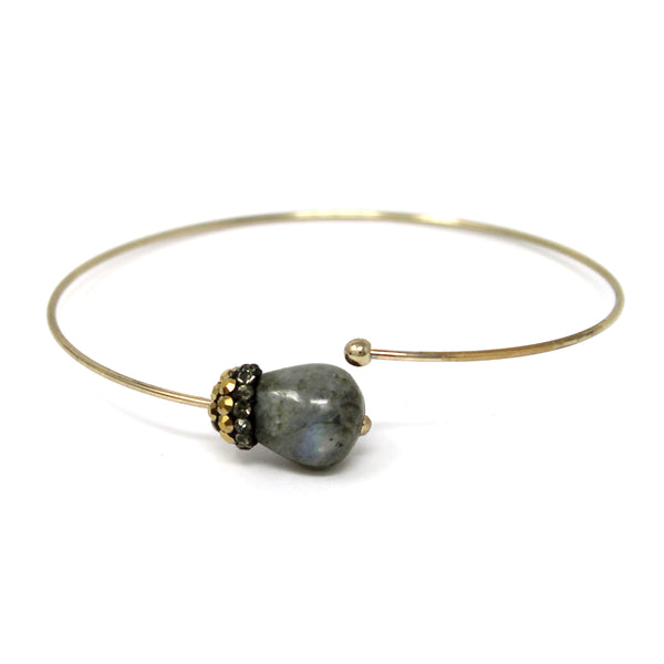 Stone & Crystal Dainty Cuff Bracelet
