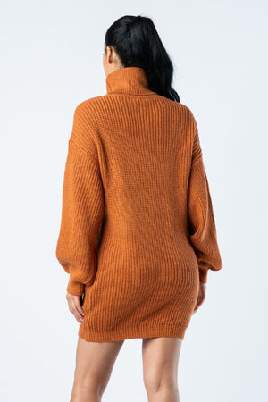 Big Knit Turtleneck Sweater Dress